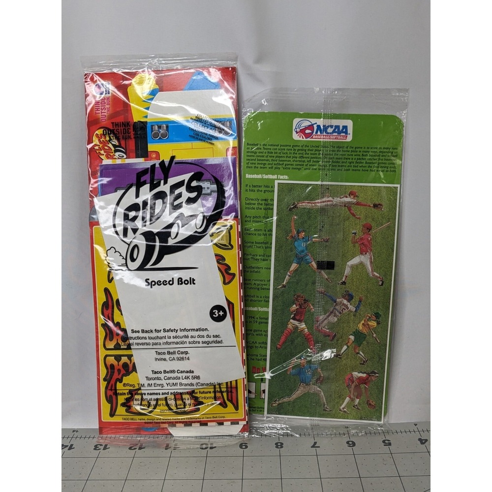 Taco Bell Fly Rides Speed Bolt NCAA Sticker Lot Sealed